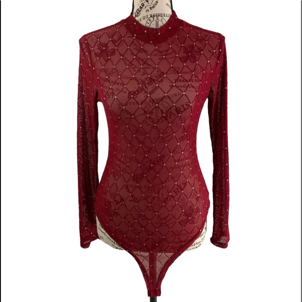 *Blashe women’s large sheer bodysuit with Bling